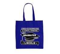 Dressdown Never Underestimate Someone Who Graduated from Lincoln University - 100% Cotton Tote Bag - Bright Royal - One Size