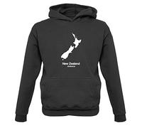 Dressdown New Zealand Silhouette - Childrens/Kids Pullover Hoodie - Jet Black - 5-6 Years