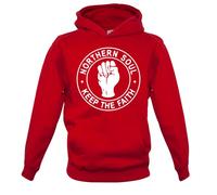 Dressdown Northern Soul Keep The Faith - Childrens/Kids Pullover Hoodie - Fire Red - 5-6 Years