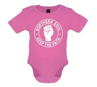 Dressdown Northern Soul Keep The Faith - Organic Babygrow/Body Suit - Bubble Gum Pink - 6-12 Months