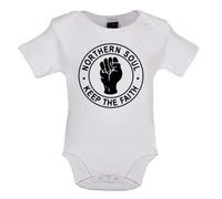 Dressdown Northern Soul Keep The Faith - Organic Babygrow/Body Suit - White - 0-3 Months