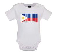 Dressdown Philippines Barcode Style Flag - Organic Babygrow/Body suit - White - 3-6 Months