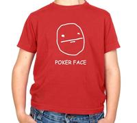 Dressdown Poker Face Meh - Childrens/Kids Crewneck T-Shirt - Red - L (9-11 Years)