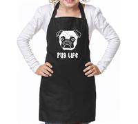Dressdown Pug Life - Kids/Childrens Unisex Apron - Black - 7-10 Years