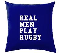 Dressdown Real Men Play Rugby - Cushion/Pillow (with Insert) - 41 x 41cm (16)" - Royal Blue - One Size