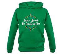 Dressdown Rockin Around The Christmas Tree - Childrens/Kids Pullover Hoodie - Kelly Green - 12-13 Years