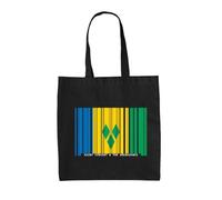 Dressdown Saint Vincent and the Grenadines Barcode Style Flag - 100% Cotton Tote Bag - Black - One Size