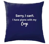 Dressdown Sorry I Can't. I Have Plans With My Corgi - Cushion/Pillow (with Insert) - 41 x 41cm (16)" - Navy - One Size