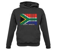 Dressdown South Africa Barcode Style Flag - Childrens/Kids Pullover Hoodie - Jet Black - XXL (12-13 Years)