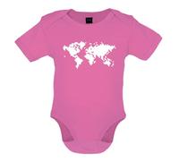 Dressdown Square World Map - Organic Babygrow/Body suit - Bubble Gum Pink - 3-6 Months