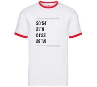 Dressdown Stadium Coordinates Southampton - Mens Contrast Ringer T-Shirt - White/Red - XXL