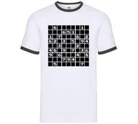 Dressdown Sudoku Gamer Puzzle - Mens Contrast Ringer T-Shirt - White/Black - Medium