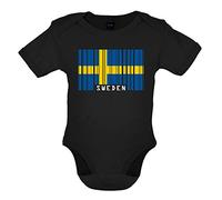 Dressdown Sweden Barcode Style Flag - Organic Babygrow/Body suit - Black - 6-12 Months