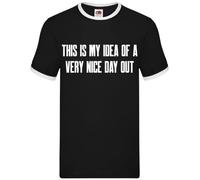 Dressdown This is My Idea of A Very Nice Day Out - Mens Contrast Ringer T-Shirt - Black/White - XL