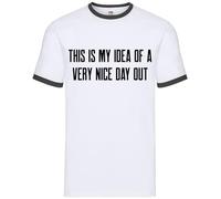 Dressdown This is My Idea of A Very Nice Day Out - Mens Contrast Ringer T-Shirt - White/Black - Large