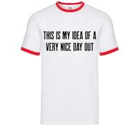 Dressdown This is My Idea of A Very Nice Day Out - Mens Contrast Ringer T-Shirt - White/Red - XL