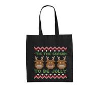 Dressdown Tis The Season To Be Jolly Christmas - 100% Cotton Tote Bag - Black - One Size