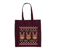 Dressdown Tis The Season To Be Jolly Christmas - 100% Cotton Tote Bag - Burgundy - One Size