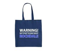 Dressdown Warning May Start Talking About Rochdale - 100% Cotton Tote Bag - French Navy - One Size