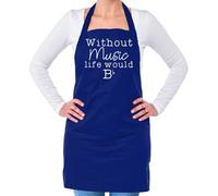 Dressdown Without Music My Life Would B (Flat) - Unisex Adult Kitchen/BBQ Apron - Royal Blue - One Size