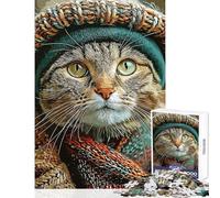 Dressed Cat Portrait Puzzles for Teenagers 1000 Piece Support Memory Strength And Retention Gentle Calm Leisure Activity (50X75cm)