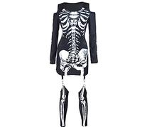 Dressed for Summer Skeleton Print Masquerade Skeleton Costume Strapless Halloween Sexy Women's Dress Woman Size Dresses (Black, S)