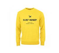DRESSED IN MUSIC PLAY WITH ME Men/women Classic Crew Neck Sweatshirt - Organic Cotton Surf Monkey® Sweatshirt, Amarilla, M Yellow