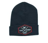 DRESSED IN MUSIC PLAY WITH ME Surf Monkey® Beanie Unisex Adult - Knit Hat - One Size - Winter Hat - Embroidered Patch - Ribbed Knit Design (Navy Blue)