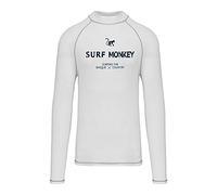DRESSED IN MUSIC PLAY WITH ME UPF50 Sun Protection, Men's Long-Sleeved Surf Monkey® - Recycled Fabric - White - M