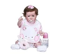 Dressed Silicone Toddler Doll 55cm/22in Poseable Baby Doll with Bottle Pacifier for Kids Playmate Parent-Child Activities Role-Playing