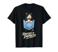 Dressed to Impress Tuxedo Cat Pocket Funny Lover T-Shirt