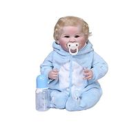 Dressed Toddler Doll 55cm Silicone Poseable Baby Doll with Bottle Pacifier for Kids Play Parent-Child Activities Role-Playing Gift
