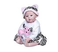 Dressed Toddler Girl Doll 55cm Silicone Poseable Baby Doll with Bottle Pacifier for Kids Role-Playing Parent-Child Activities Birthday
