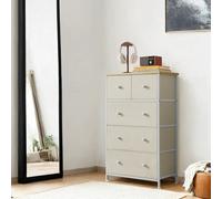 Dresser, 5-Drawer Unit, Steel, Camel Yellow + Cream White