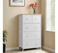 Dresser, 5-Drawer Unit, Steel, White + Oak