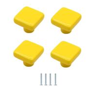 Dresser Knobs 4Pcs Color Ceramic Cabinet Door Single Hole Knobs Cabinet Drawer Square Bottle Cover Handles Yellow