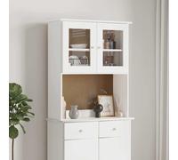 Dresser Top White Solid Pine Wood with Glass Doors 77x30x92 cm Rustic Storage XL