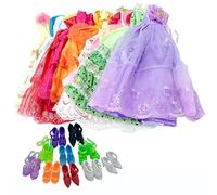 Dresses Clothes & Shoes Bundle for 29cm Doll, Lance Home 5 Sets Elegant Evening Dress Skirt + 10 Pairs of Shoes for 11.5" Girl Dolls, Random Style