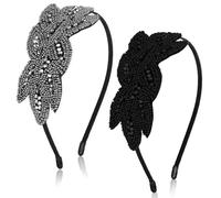 Dresses Flapper Headband Accessories for Women 2 PCS Sparkly Rhinestone Headbands Fancy Headpiece 20s Twenties Outfits 1920s Sequin 1920 Headpieces Dress Rhinestone