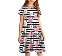 Dresses for Girls Fashion Summer Kids Girls Children Short Sleeve A Line Swing Dress Crewneck Sundress Cute Funny Tie Dye Butterfly Floral Graphic Print Princess Dress Multicolor2 9 Years