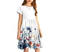 Dresses for Girls Fashion Summer Kids Girls Children Short Sleeve A Line Swing Dress Crewneck Sundress Cute Funny Tie Dye Butterfly Floral Graphic Print Princess Dress Multicolor4 13 Years