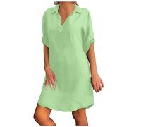 Dresses for Women UK Clearance Summer Midi Dresses Casual Loose Sundress V-Neck Solid Half Sleeve T Shirts Dress Beach Holiday Knee Length Dress Flowy Party Dresses Mint Green