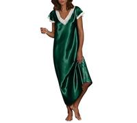 Dresses for Women UK Clearance Womens Summer Maxi Dresses Short Sleeve V Neck Homewear Pajamas Long Dress Nightgowns Sleepwear Plus Size Loose Flowy Sundress Casual Outfits