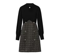Dresses for Women UK Elegant - Petite Women's Black Velvet and Tweed Lantern Sleeve Mini Dress, Formal Dresses for Women, Black Dress for Women Funeral, Work Dress (3XL)