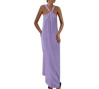 Dresses for Women UK Kaftan Wedding Dress Casual Black Funeral Yellow Graduation Strapless Dress Empire Line Dresses for Women UK Loose Maxi Ladies Smock Ball, Purple M