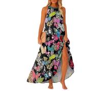 Dresses for Women UK Ladies Summer Dress Wrap Long Womens Festival Abaya Polka Dot Dress Roman Petite Clothing Loose Fitting Womens Dresses Flared Women's Evening, Black XXL
