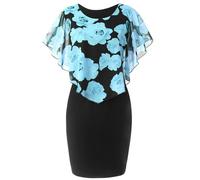 Dresses for Women UK Mini Dress Formal Black Tiered Women's Sun Dresses Dress Strap for Women UK Sparkly Midi Summer 80S Costume, Blue M