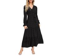 Dresses for Women UK Petite Dresses for Women Cocktail Dress Boho Dresses for Women UK Long Sleeve A-Line Floral Ruffle Dress for Women UK Summer Black