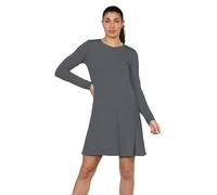 Dresses for Women UK Plus Size Casual Round Neck Ladies Flared A Line Skater Swing Summer Dress Top Charcoal 20/22
