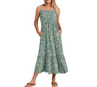 Dresses for Women UK Prom Ladies Kaftan Sundresses Puff Sleeve Dress Womens Size 16 Black Dresses for Women UK Cotton Summer Mini Backless Dress Fit and Flare Pretty Garden, Green XL